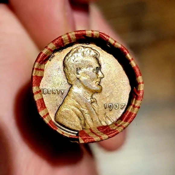 1937/1938 Gem Rainbow Toned Wheat Enders on Sealed Roll of 50 Wheat Pennies - Picture 7 of 7